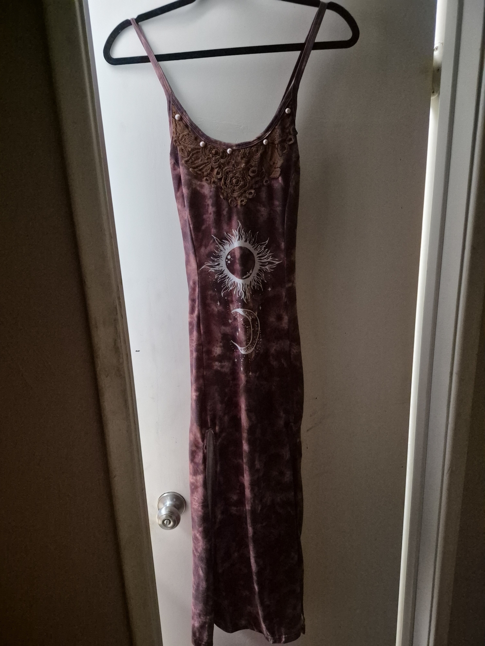 Bohemian Sun & Moon Slip Dress in Brown